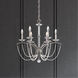 Priscilla 6 Light Antique Silver Chandelier Ceiling Light in White Pearl, Adjustable Height