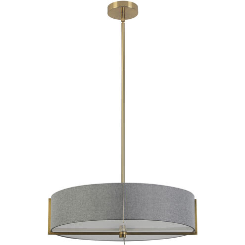 Preston 4 Light 20.75 inch Aged Brass with Grey Pendant Ceiling Light