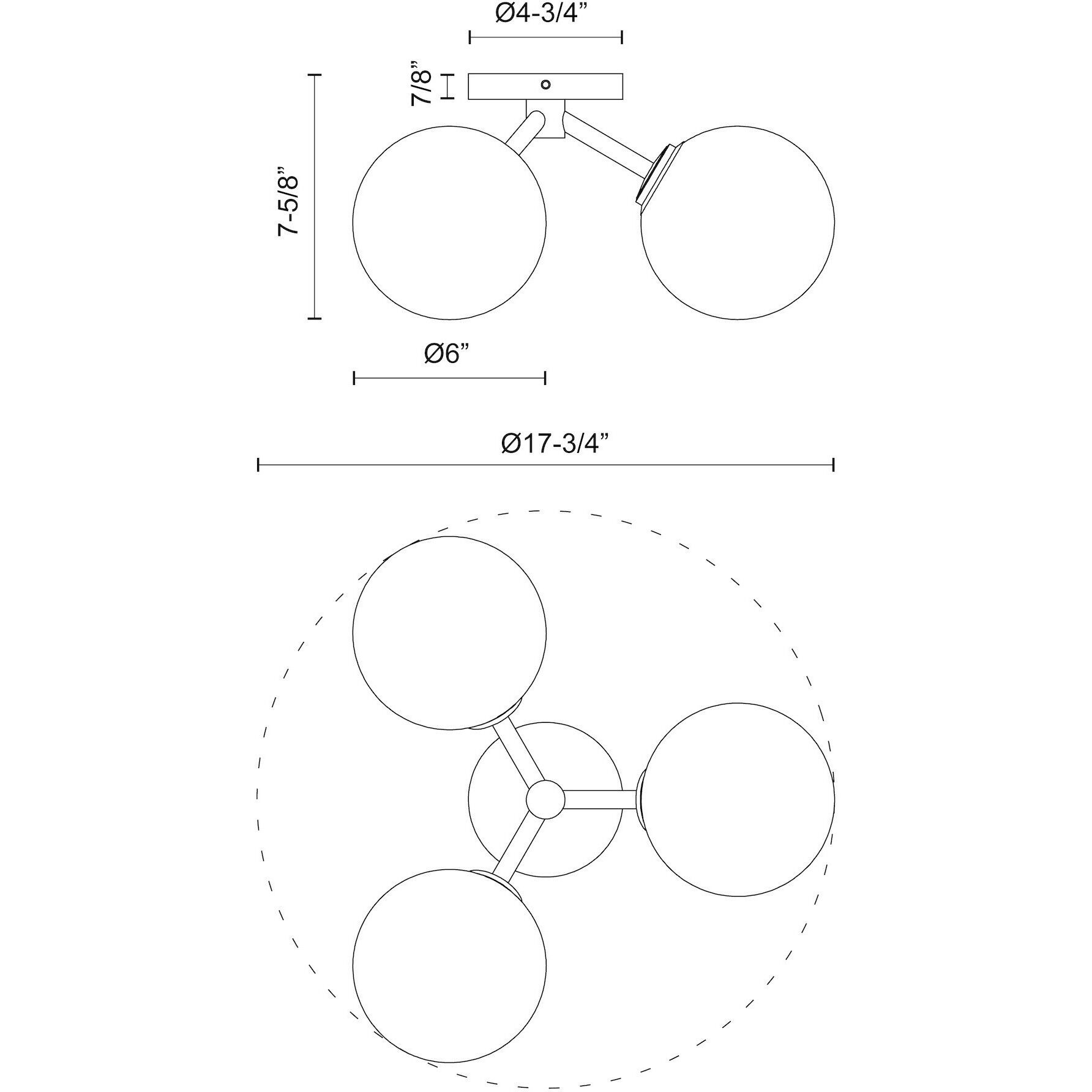 Alora Mood Cassia 3 Light 17.75 inch Matte Black Semi-Flush Mount Ceiling Light in Matte Opal Glass
