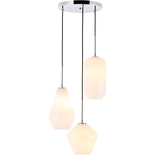 Gene 3 Light 17 inch Chrome Pendant Ceiling Light