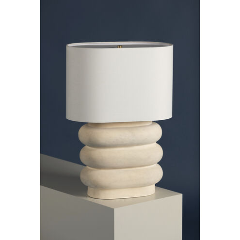 Ewing 25 inch 60.00 watt Aged Brass and Weathered Ivory Ceramic Table Lamp Portable Light