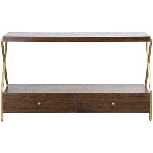 Guilford 56 X 18 inch Mahogany with Satin Brass Console Table