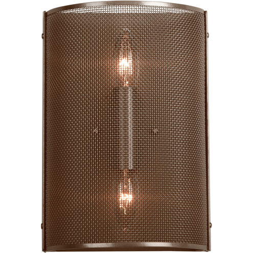 Uptown Mesh Burnished Bronze Cover Sconce Wall Light in Exposed Bulb, E12 Incandescent