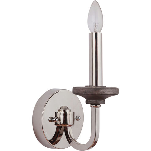 Ashwood 1 Light 6 inch Polished Nickel/Greywood Wall Sconce Wall Light in Polished Nickel and Greywood