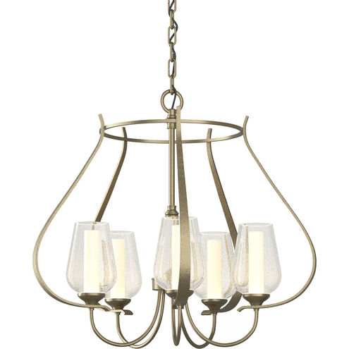 Flora 5 Light 22.2 inch Soft Gold Chandelier Ceiling Light in Opal and Seeded
