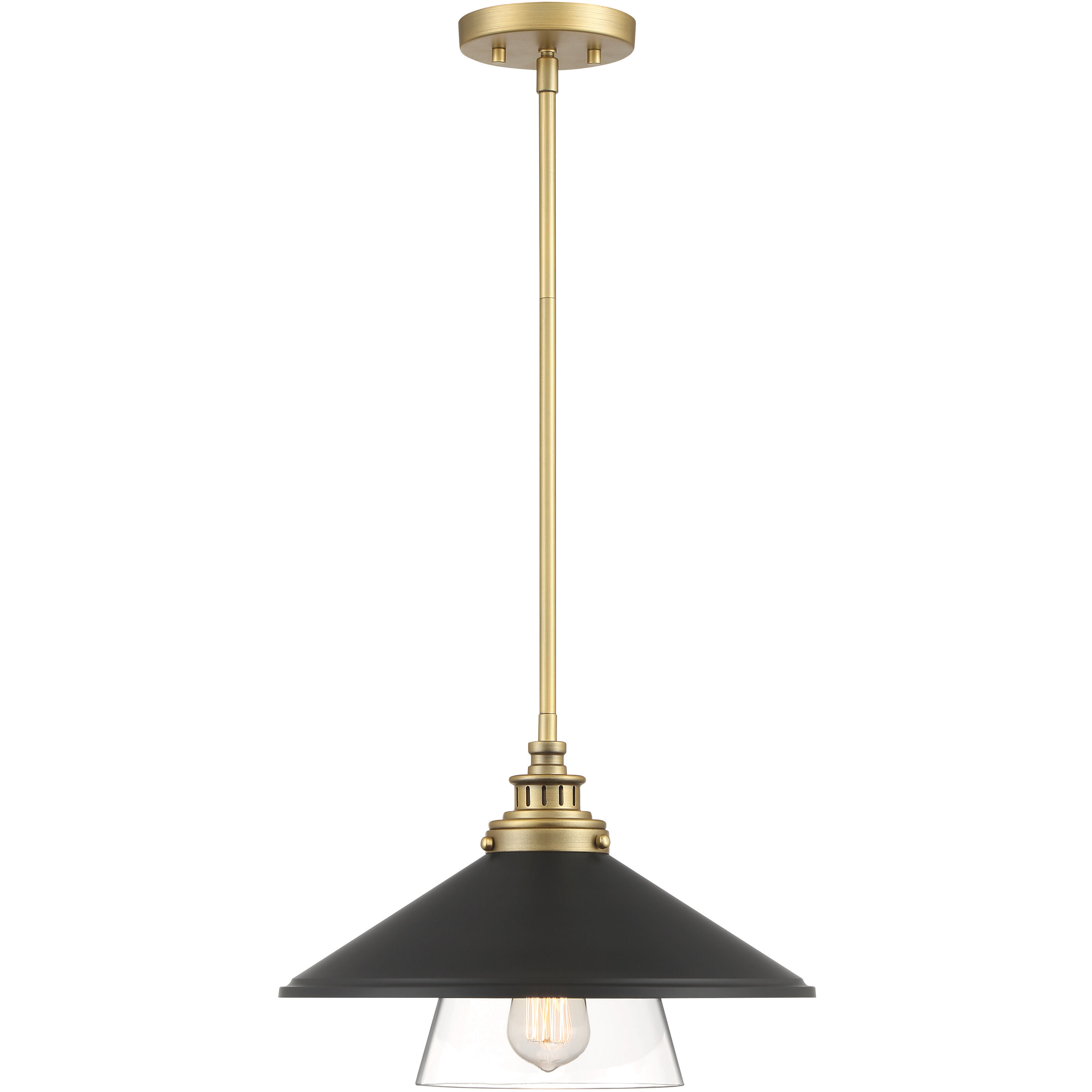 Segan 1 Light 15 inch Coal & Soft Brass (Painted) Mini Pendant Ceiling Light, Outdoor