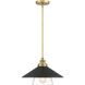 Segan 1 Light 15 inch Coal & Soft Brass (Painted) Mini Pendant Ceiling Light, Outdoor