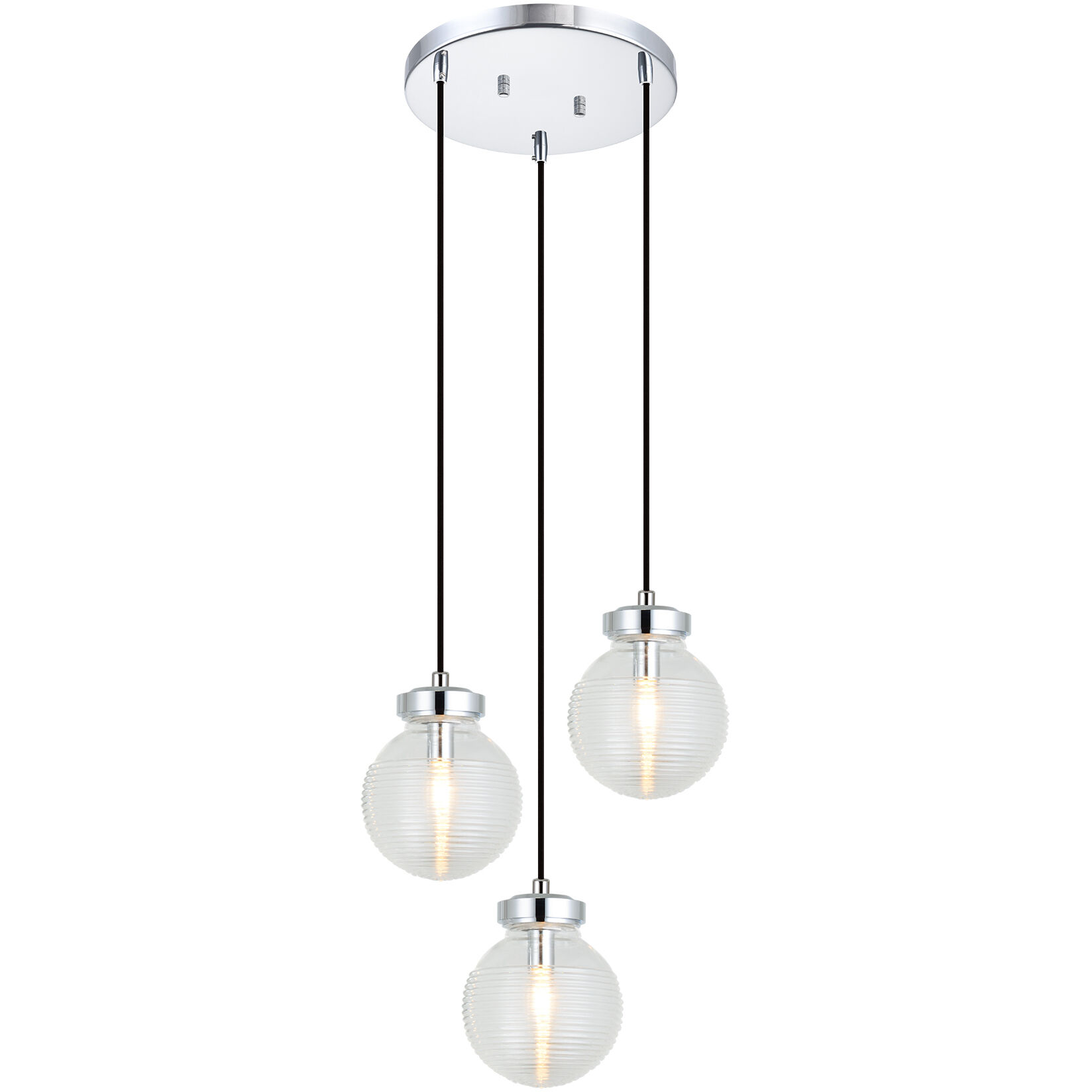 Ridge 3 Light 15.25 inch Chrome Pendant Ceiling Light in Chrome and Clear