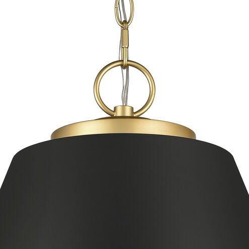 Vellus 3 Light 21 inch Matte Black with Natural Antique Brass Pendant Ceiling Light in Matte Black/Natural Antique Brass