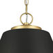 Vellus 3 Light 21 inch Matte Black with Natural Antique Brass Pendant Ceiling Light in Matte Black/Natural Antique Brass