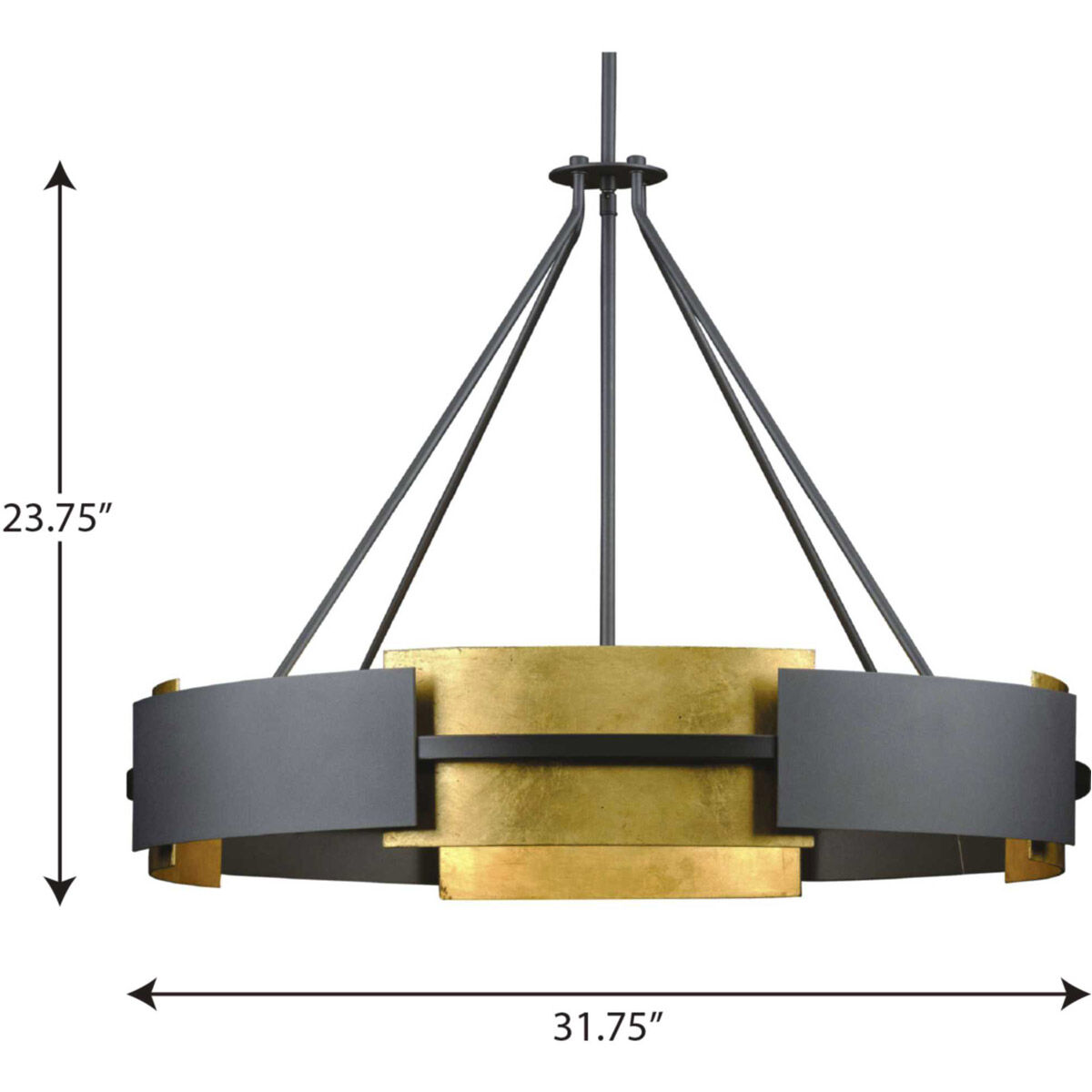 Lowery 6 Light 32 inch Textured Black Pendant Ceiling Light, Design Series