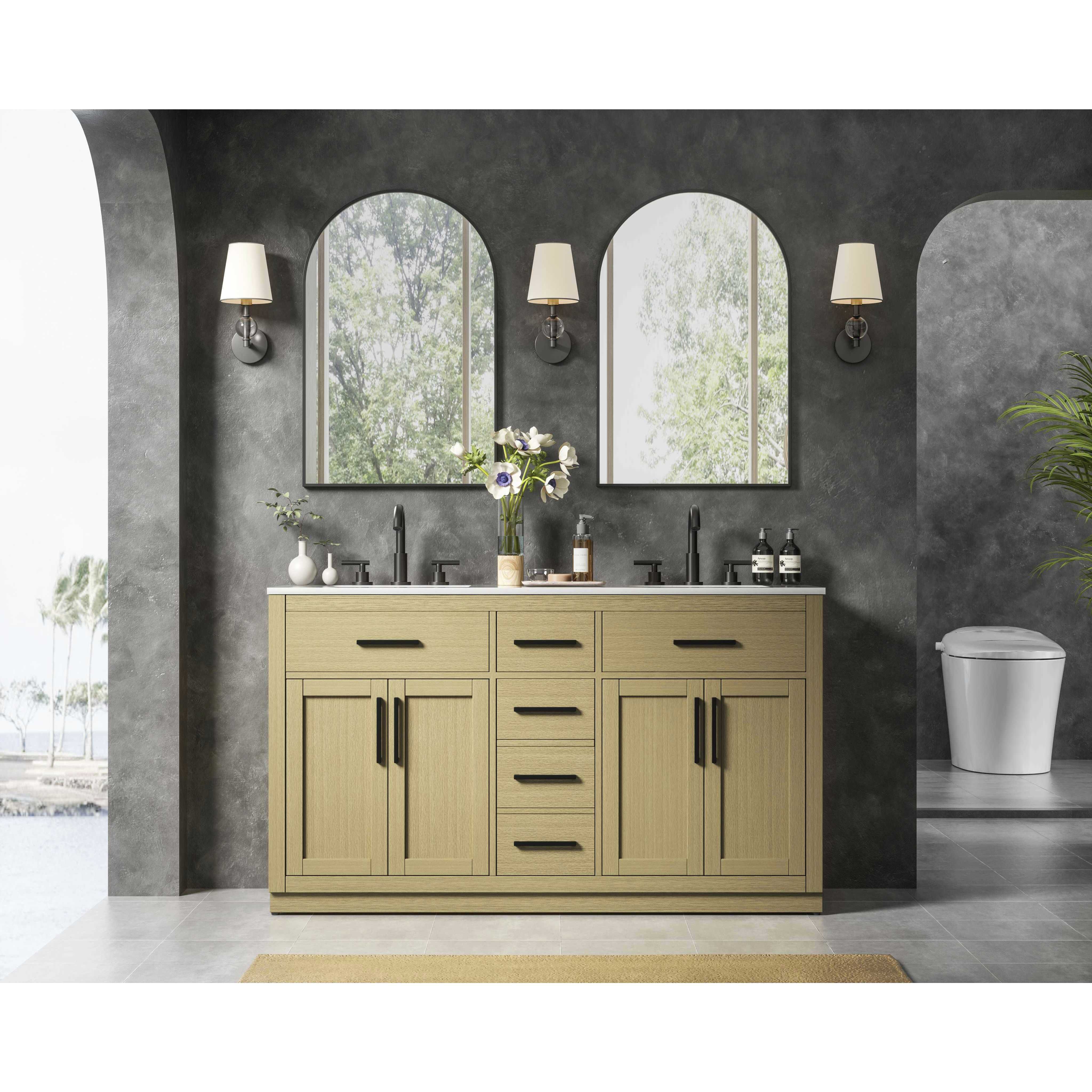 Alden 60 X 35 inch Honey Brown Bathroom Vanity Cabinet