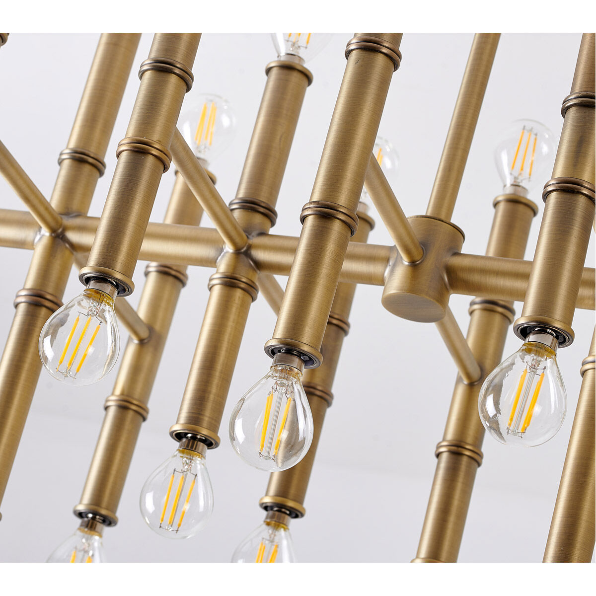 Canada 42 Light 14 inch Gold Chandelier Ceiling Light, Bamboo Pipe 
