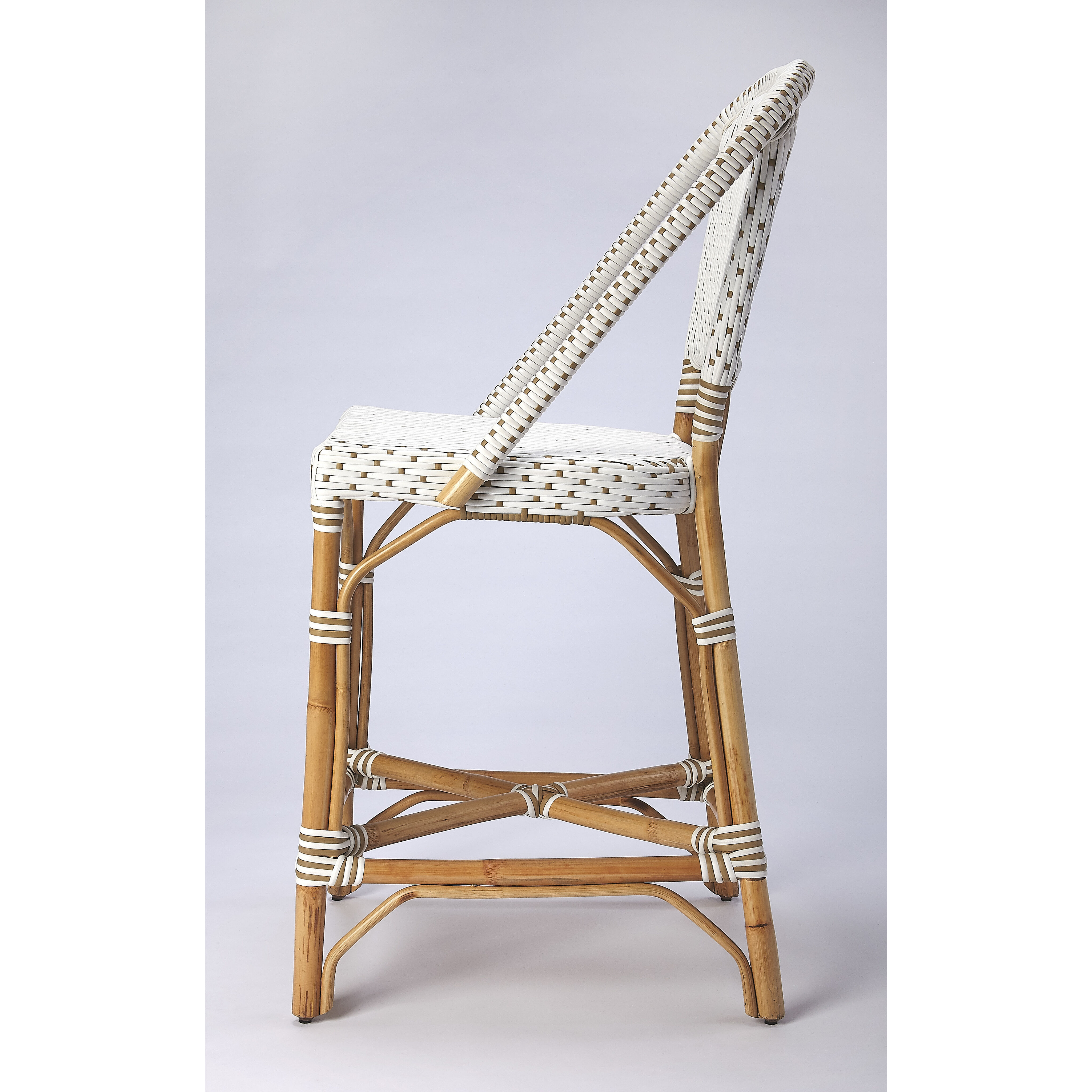 Designer'S Edge Solstice White &  Tan Rattan 41 inch Barstool