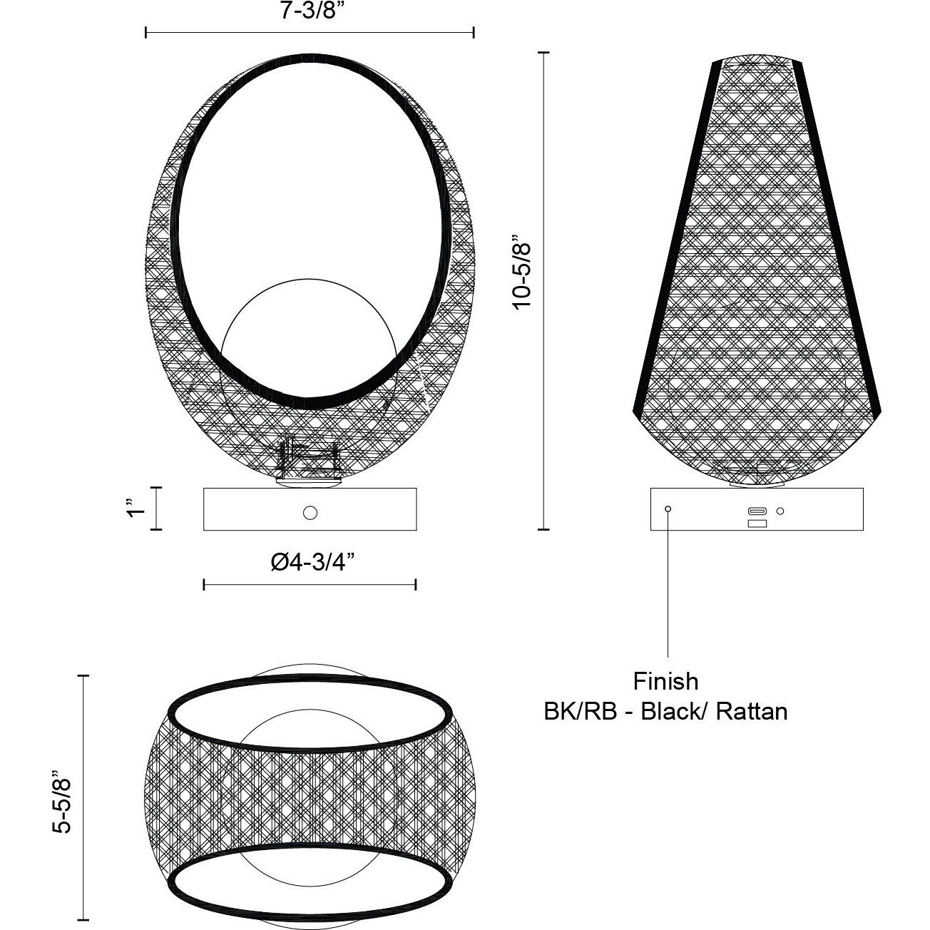 Lanai 10.63 inch 3.00 watt Black/Opal Glass Table Lamp Portable Light
