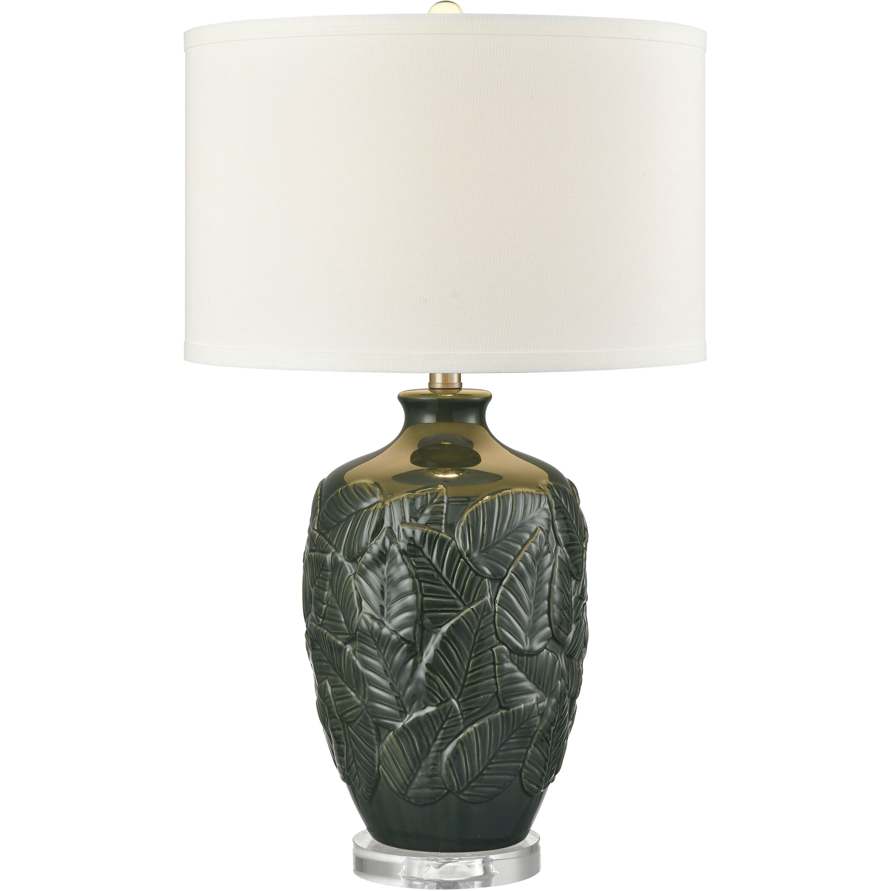 Goodell 27.5 inch 150 watt Dark Green with Clear Table Lamp Portable Light