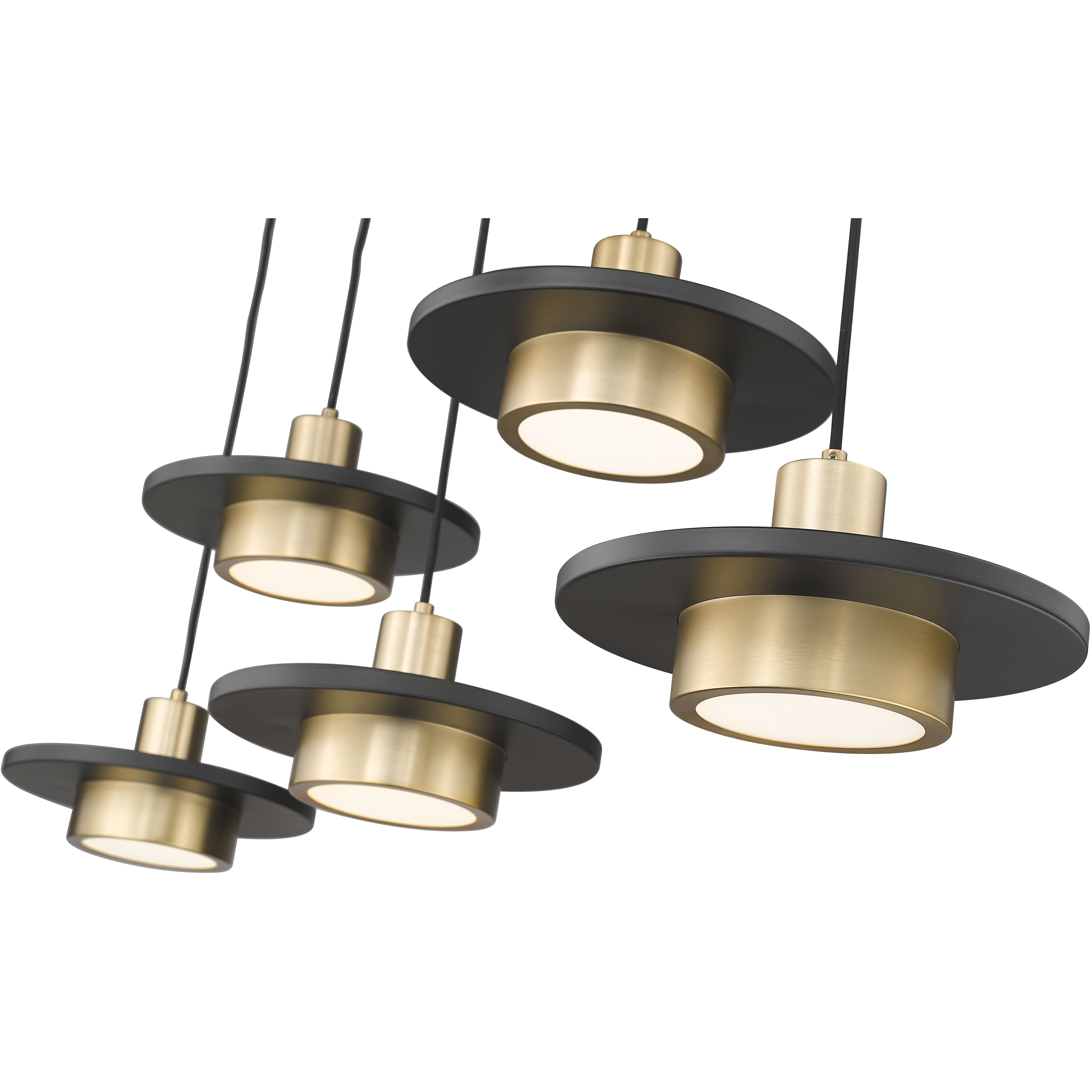 Ludo LED 51.5 inch Matte Black and Modern Gold Linear Chandelier Ceiling Light