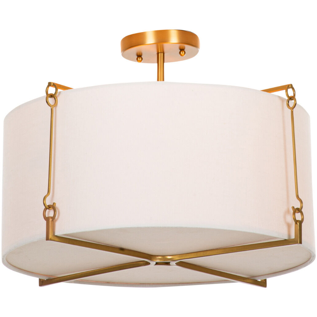 Theresa 2 Light 19.5 inch Brass Semi-Flush Mount Ceiling Light