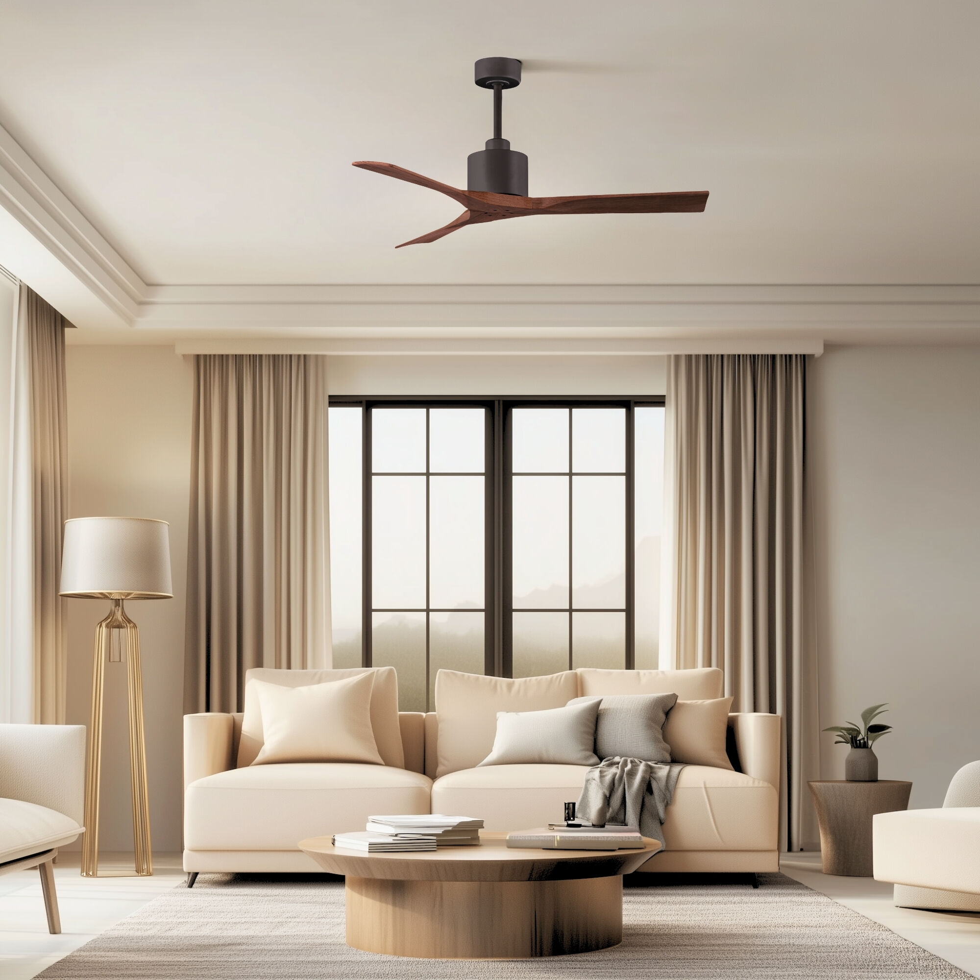 Atlas Nan 52 inch Textured Bronze with Walnut Tone Blades Ceiling Fan