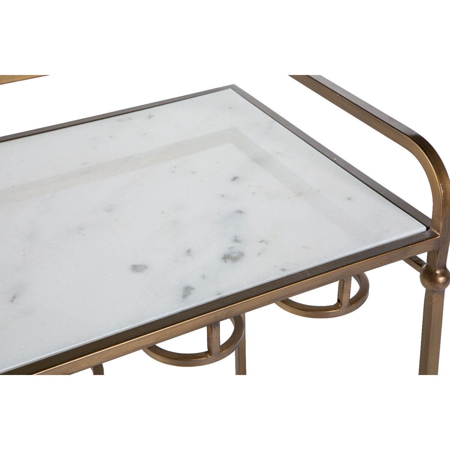 Thia 40.5 X 18.5 inch Brushed Brass / Roman White Marble Console Table