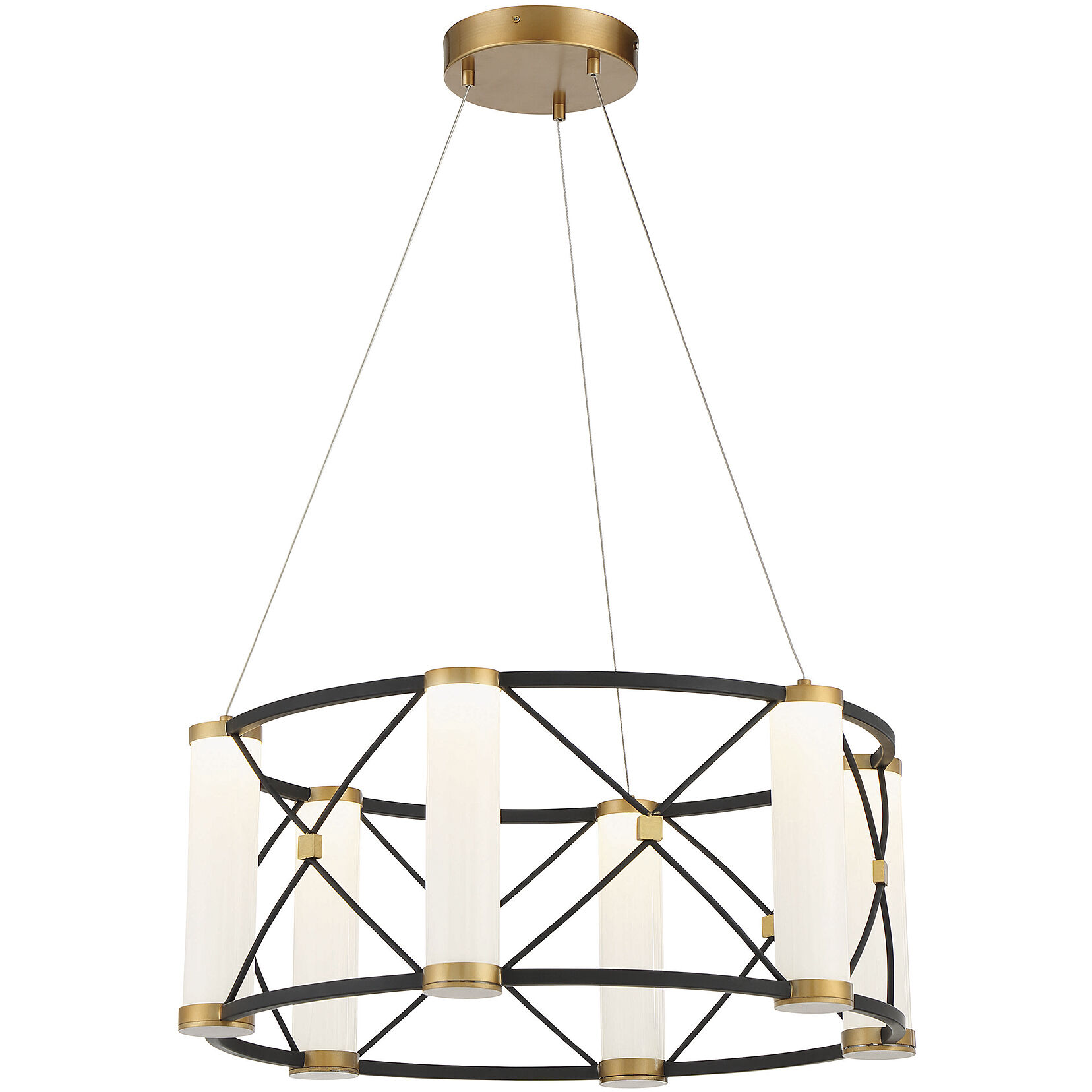 Aries LED 26 inch Matte Black with Burnished Brass Accents Pendant Ceiling Light