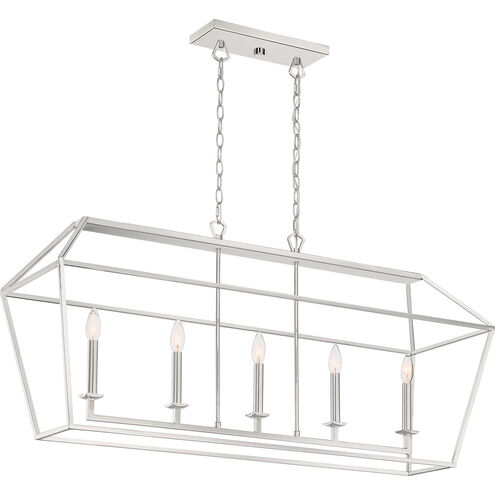 Aviary 5 Light 42 inch Polished Nickel Island Chandelier Ceiling Light