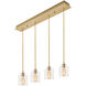 William 4 Light 5.5 inch Satin Brass Linear Pendant Ceiling Light