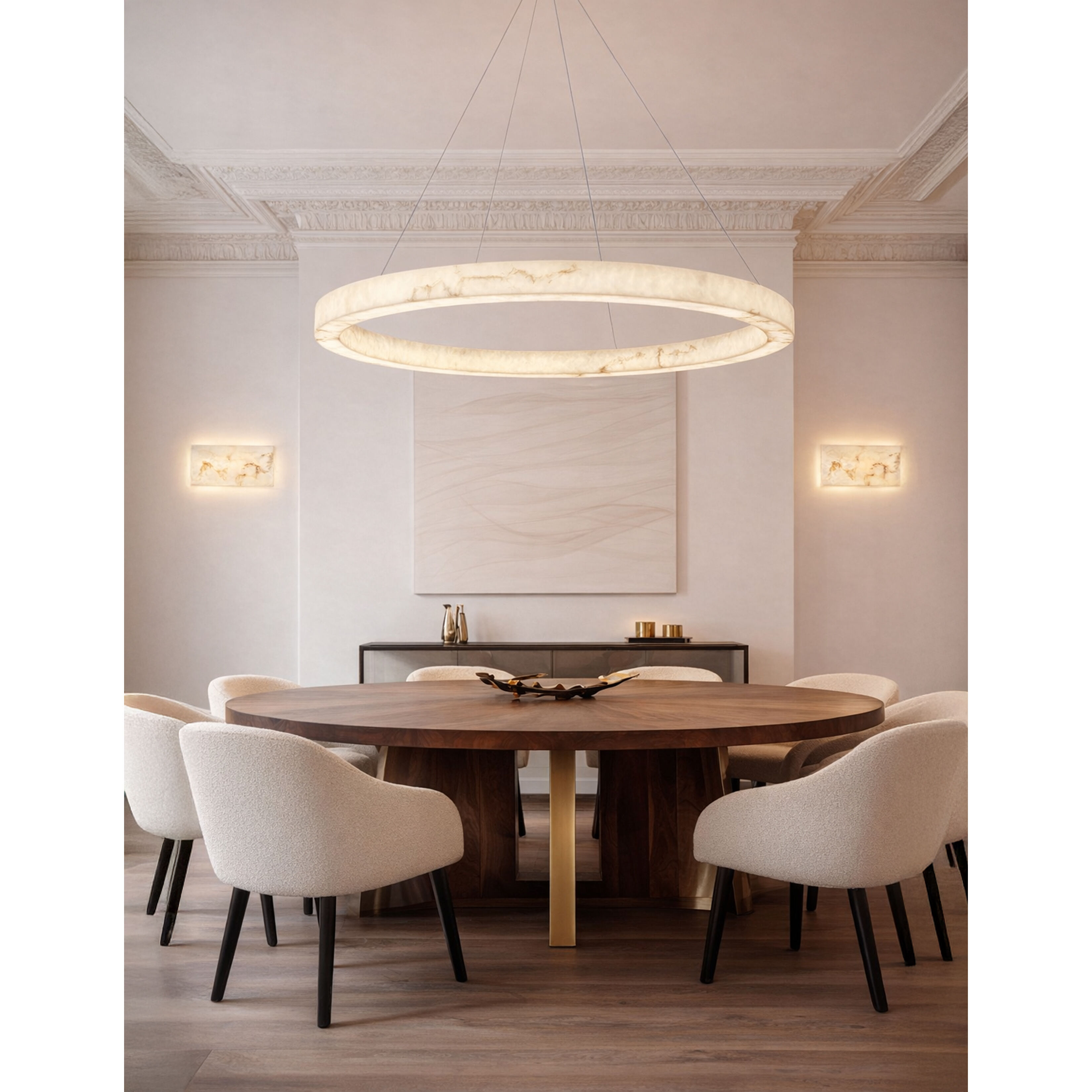 LumenAria Collection - Medley Family 62 inch Brushed Brass Pendant Ceiling Light in 62" D x 62" W x 3.5" H, EVOLV