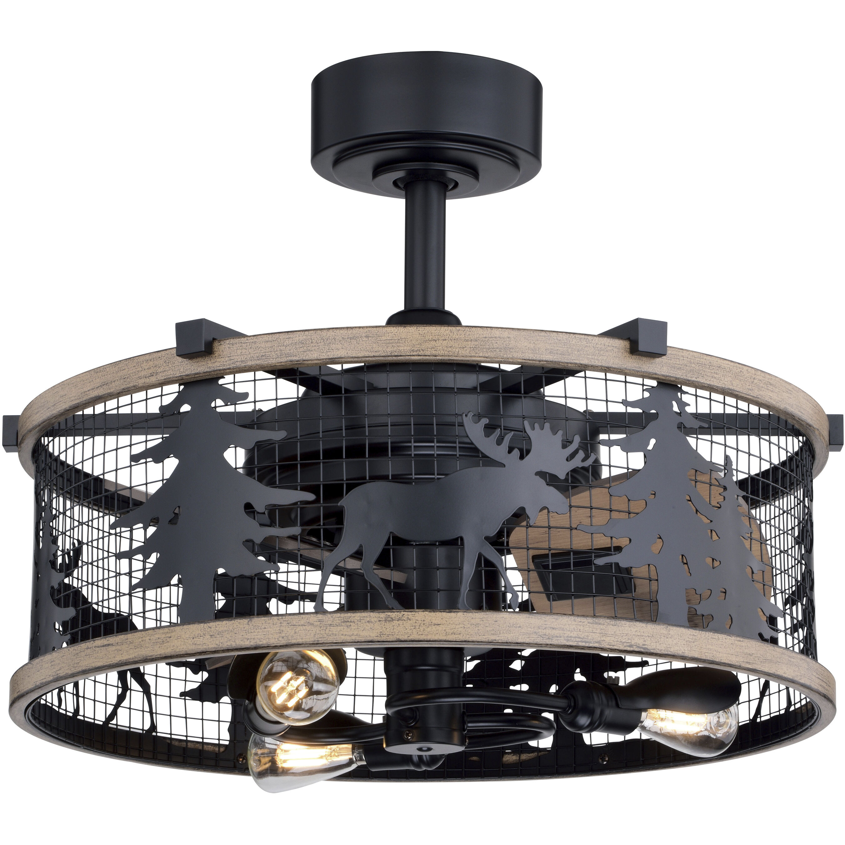 Kodiak 6.1 inch Black and Burnished Teak with Anigre Blades Ceiling Fan