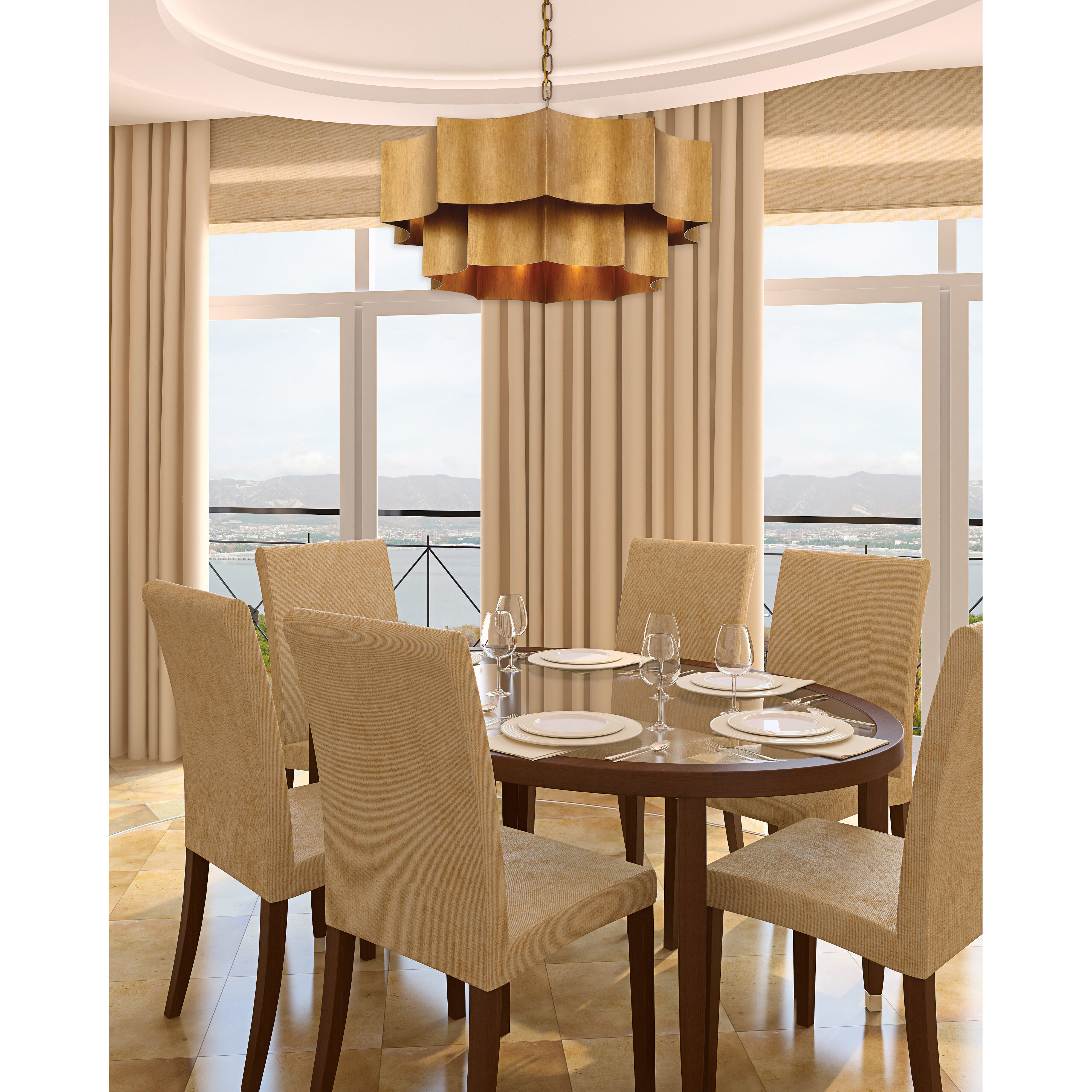 Shelby 6 Light 30 inch Gold Patina Pendant Ceiling Light