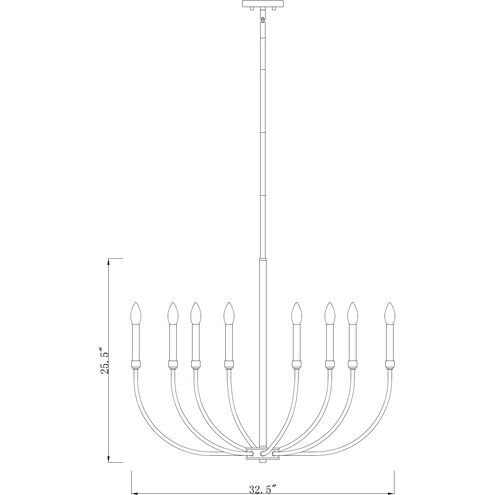 Haylie 8 Light 32.5 inch Matte Black and Brushed Nickel Chandelier Ceiling Light