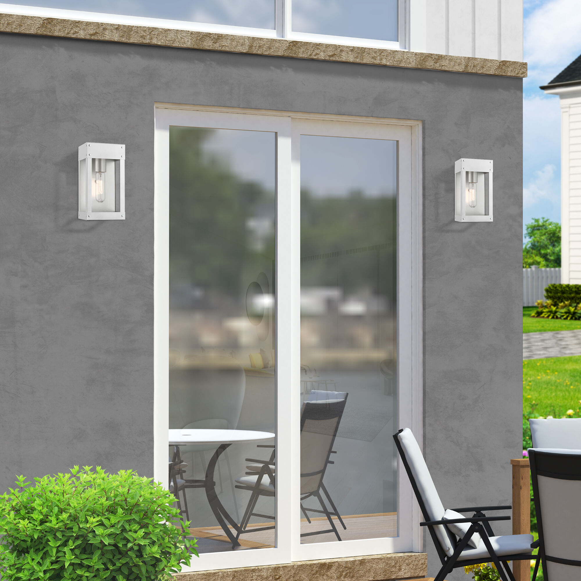 Barrett 1 Light 10 inch Painted Satin Nickel with Brushed Nickel Candle Outdoor Wall Lantern