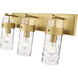 Fontaine 3 Light 24 inch Rubbed Brass Vanity Wall Light