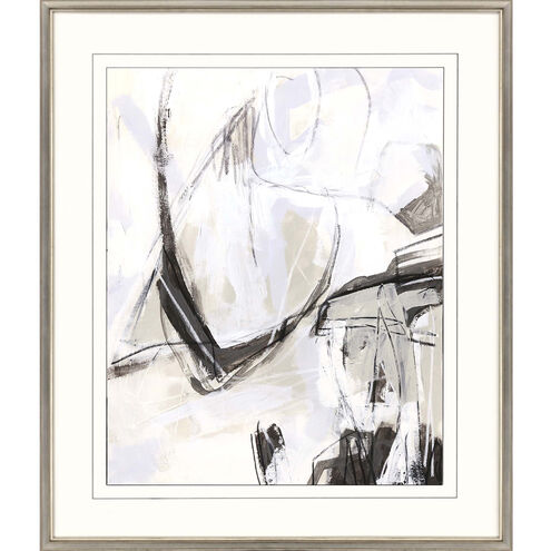 Neutral Boundary White and Blue and Black and Gray Framed Art