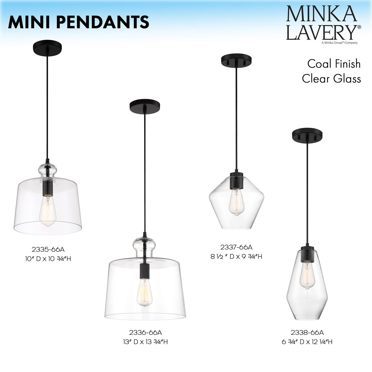 Clarity 1 Light 10 inch Coal Mini Pendant Ceiling Light