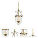 Hundi 3 Light 11 inch Rubbed Brass Bell Jar Pendant Ceiling Light in Satin Brass