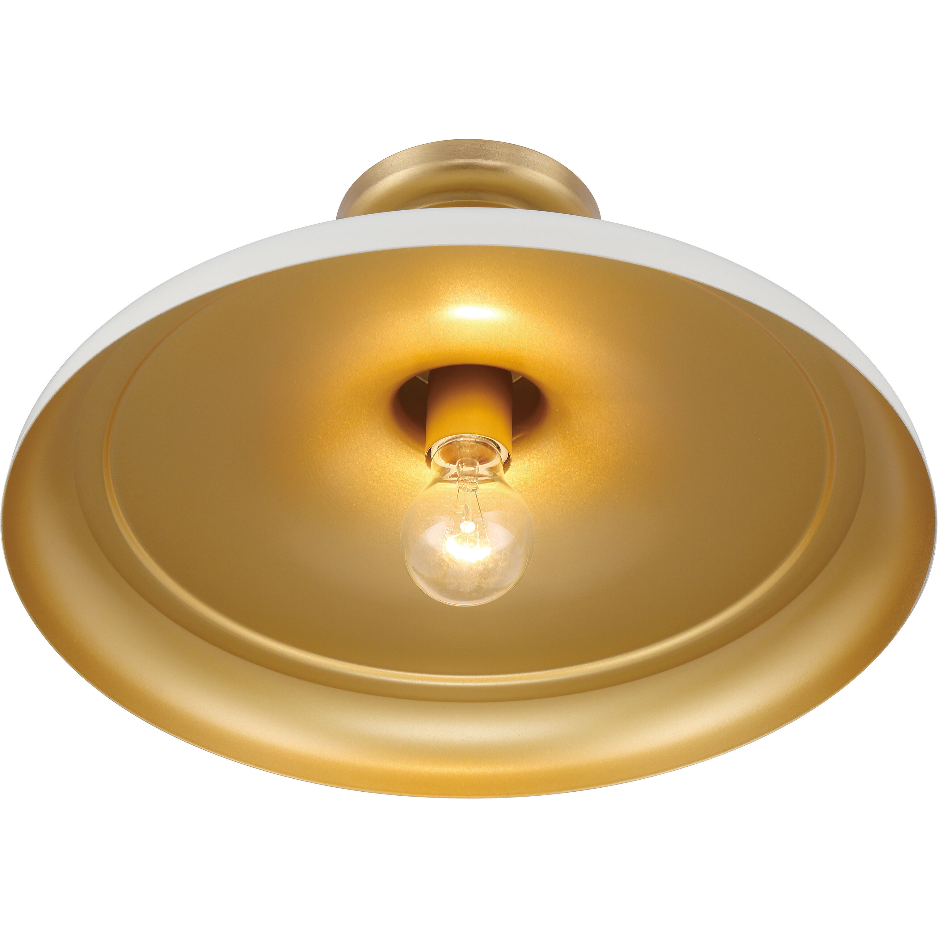 Crowne 1 Light 16 inch Legacy Brass and Off White Cream Semi Flush Ceiling Light