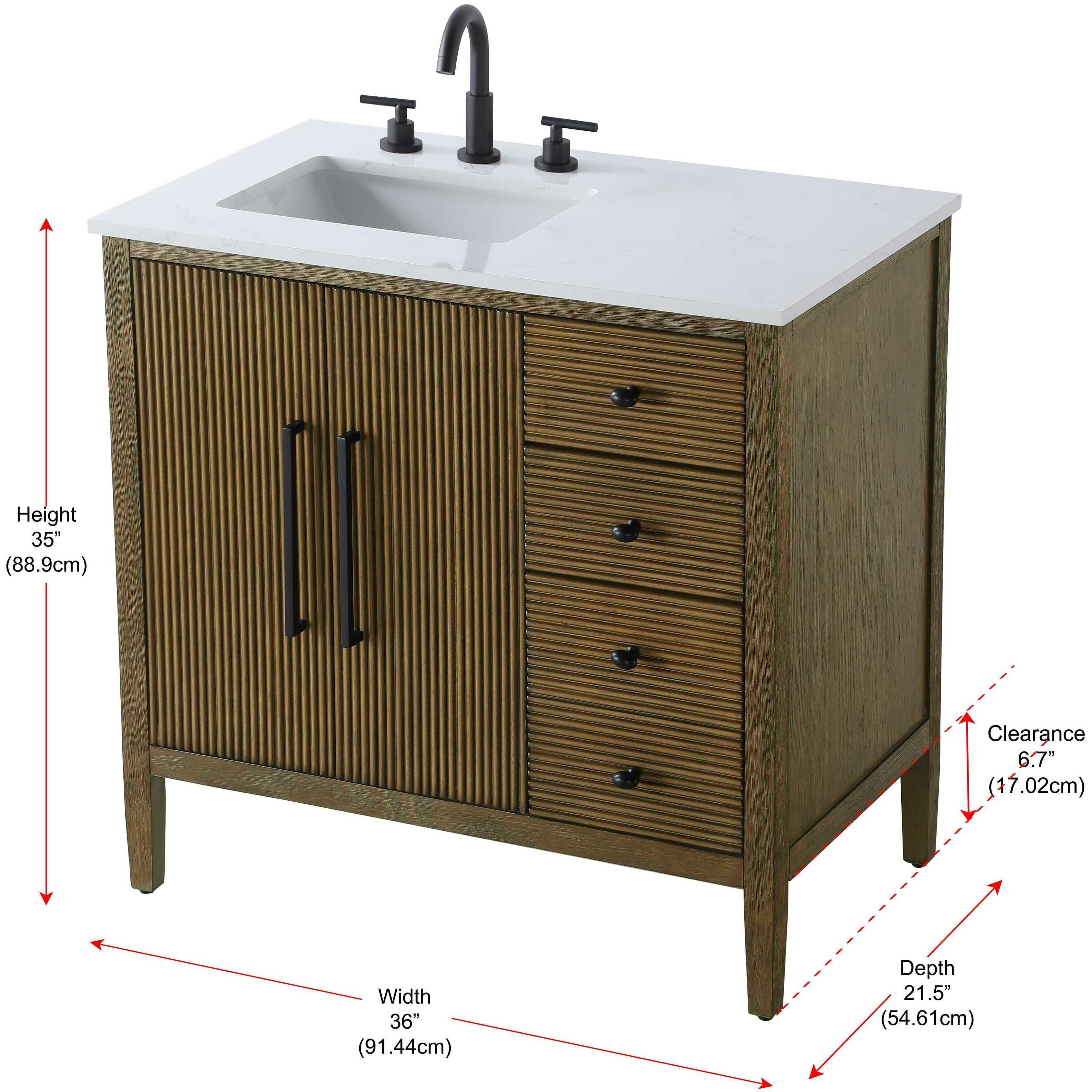 Blakely 36 X 34 inch Hazel Oak Bathroom Vanity Cabinet