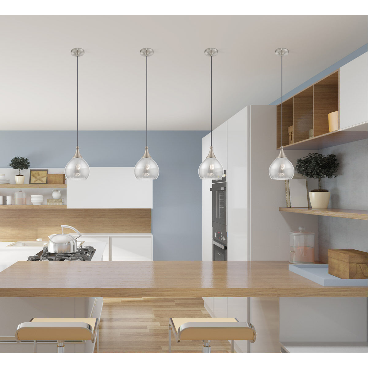 Art Glass 1 Light 7 inch Brushed Nickel Mini Pendant Ceiling Light