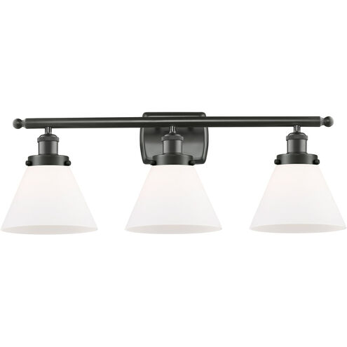 Ballston Large Cone LED 26 inch Oil Rubbed Bronze Bath Vanity Light Wall Light in Matte White Glass, Ballston