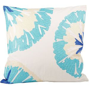 Pacifica Petals 20 inch Blue with Ivory Pillow, Cover Only