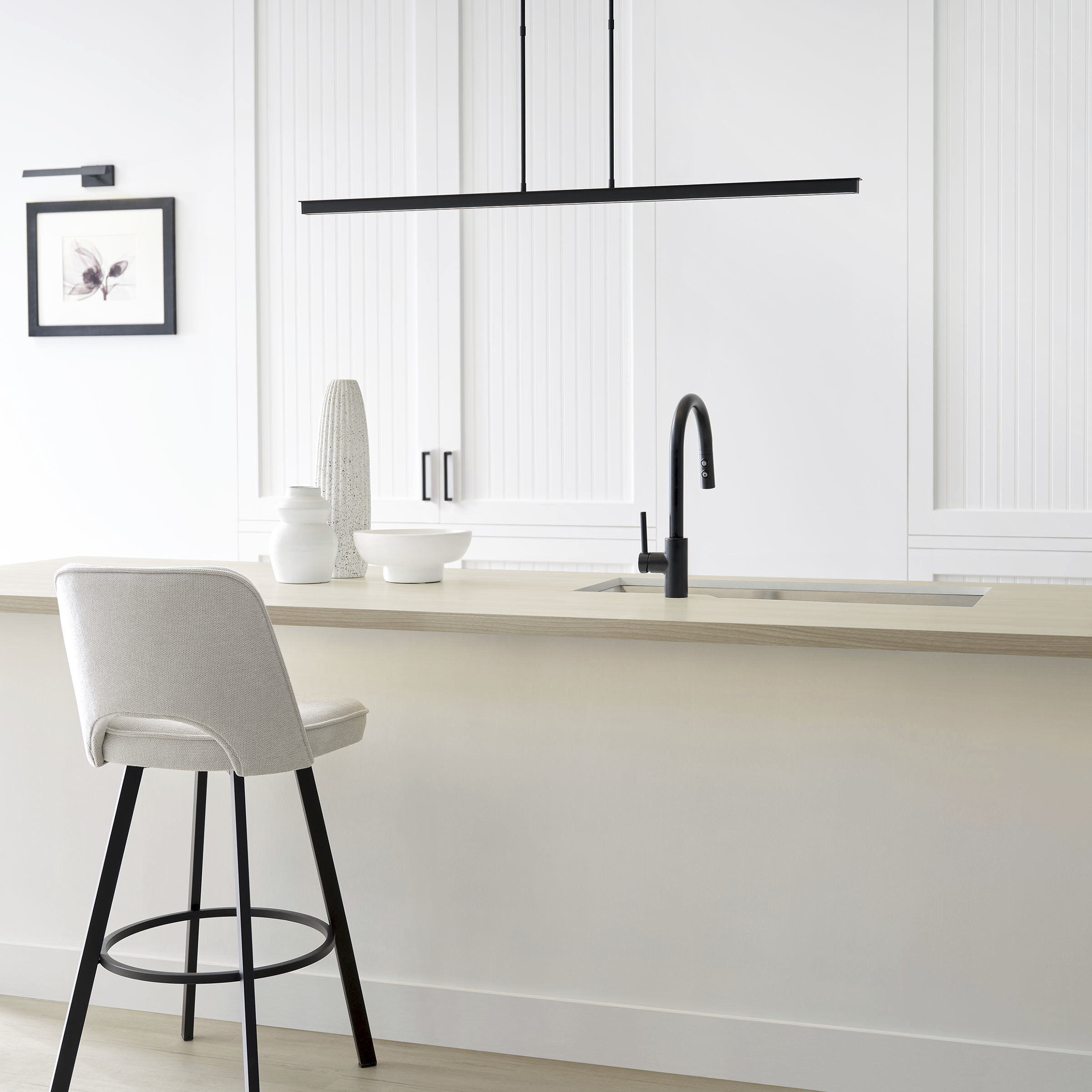 Mick De Giulio Stagger LED 48 inch Nightshade Black Linear Suspension Ceiling Light, Integrated LED