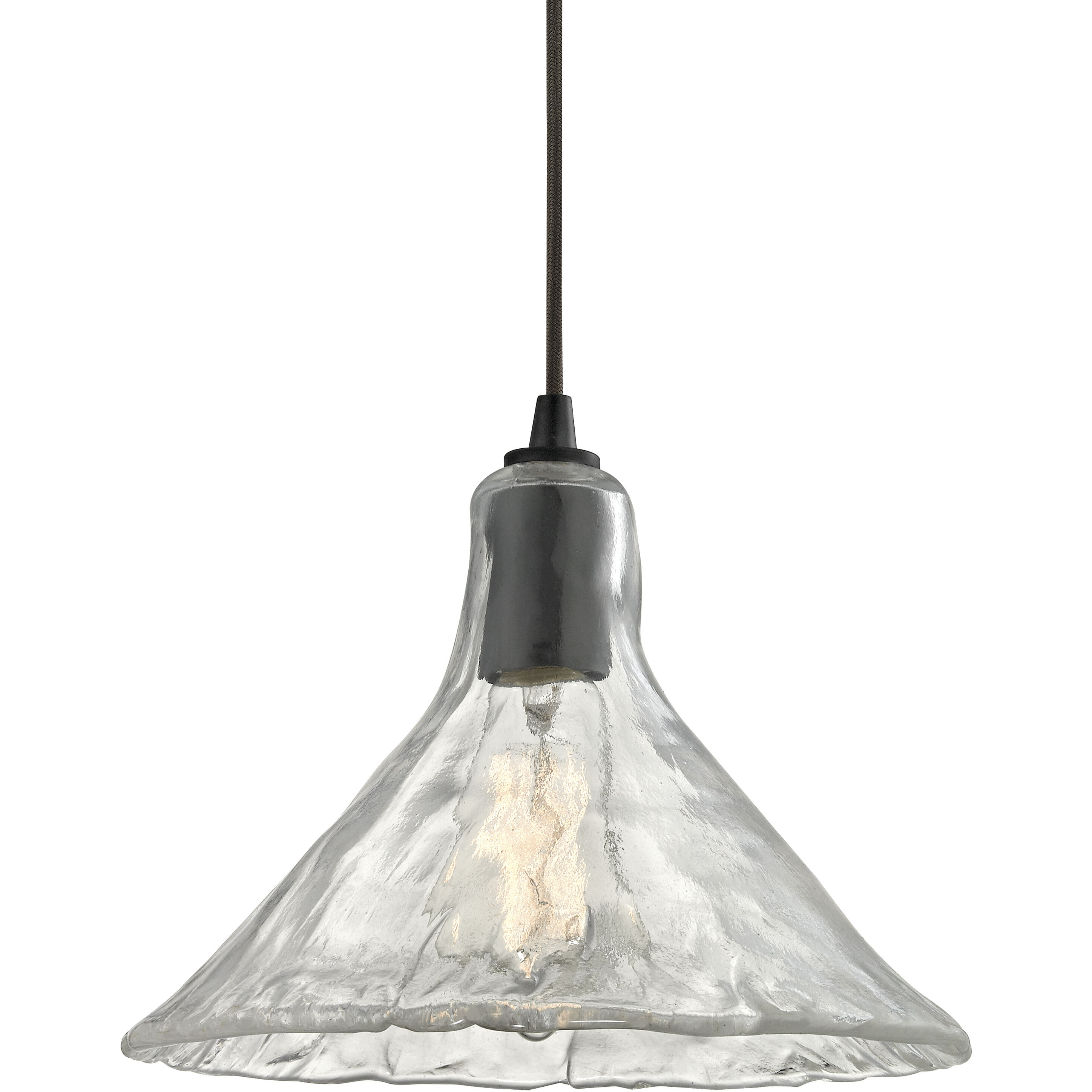 Oil rubbed bronze seeded glass pendant light on sale