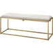 Shelby White Hide & Antique Brass Metal Bench