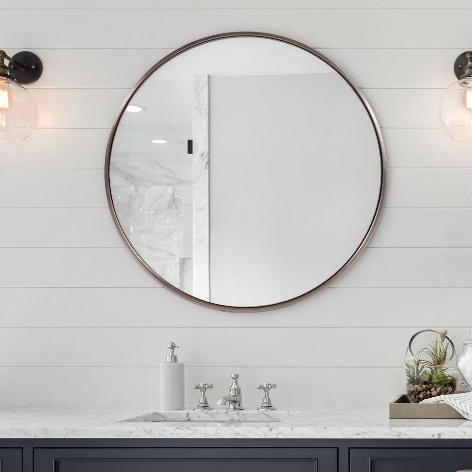 Copenhagen 30 X 30 inch Brushed Brass Wall Mirror