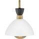 Simon 1 Light 8 inch Black with Heritage Brass Sconce Wall Light in Cased Opal