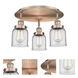 Bell 3 Light 16.75 inch Antique Copper Flush Mount Ceiling Light in Clear