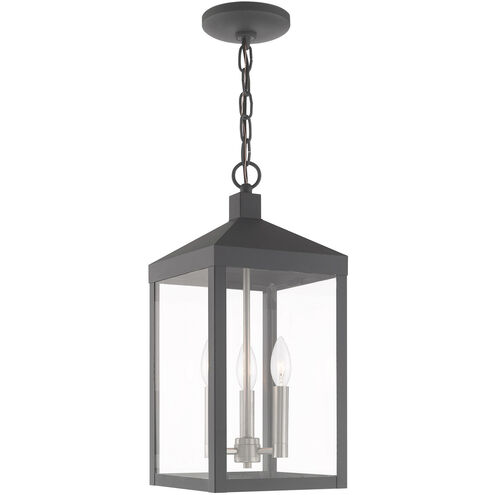 Nyack 3 Light 8 inch Scandinavian Gray Outdoor Pendant Lantern