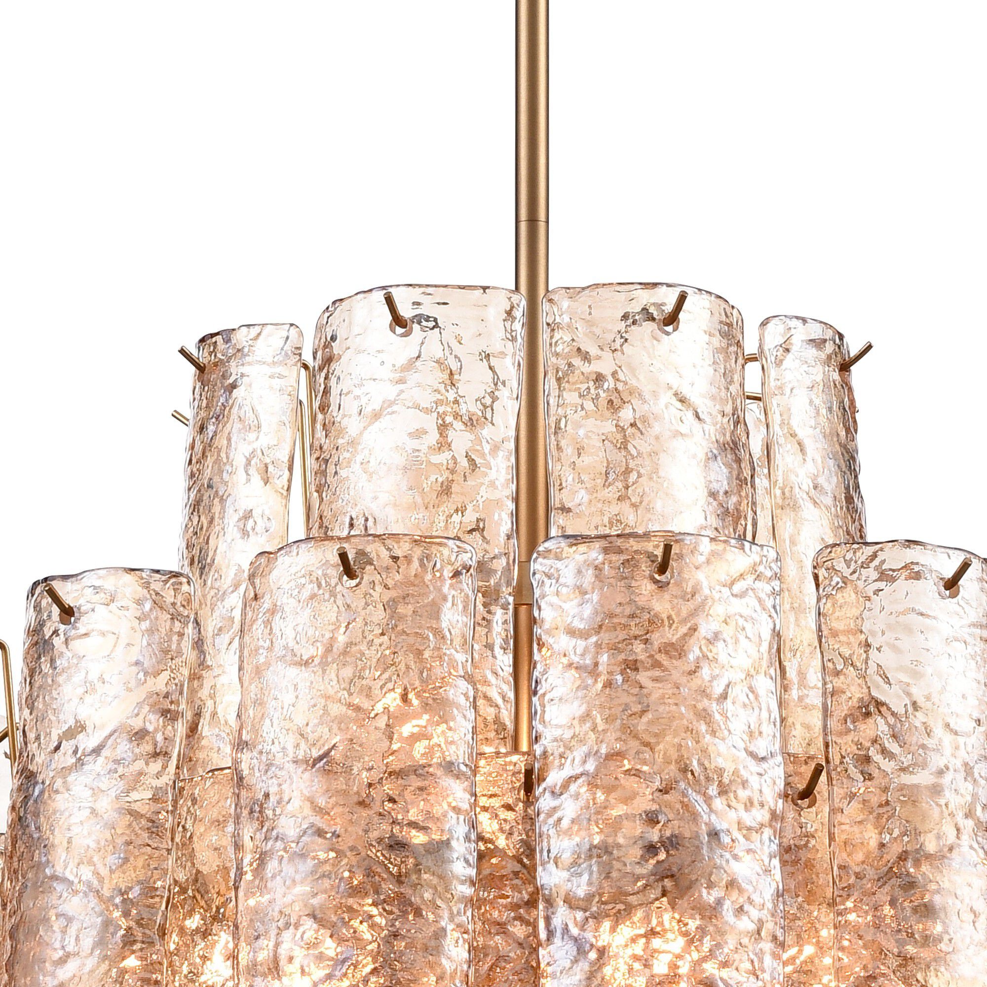 Fire and Ice 13 Light 23 inch Lacquered Gold Chandelier Ceiling Light in Champagne Glass