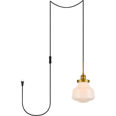 Lye 1 Light 8 inch Brass and Frosted White Pendant Ceiling Light